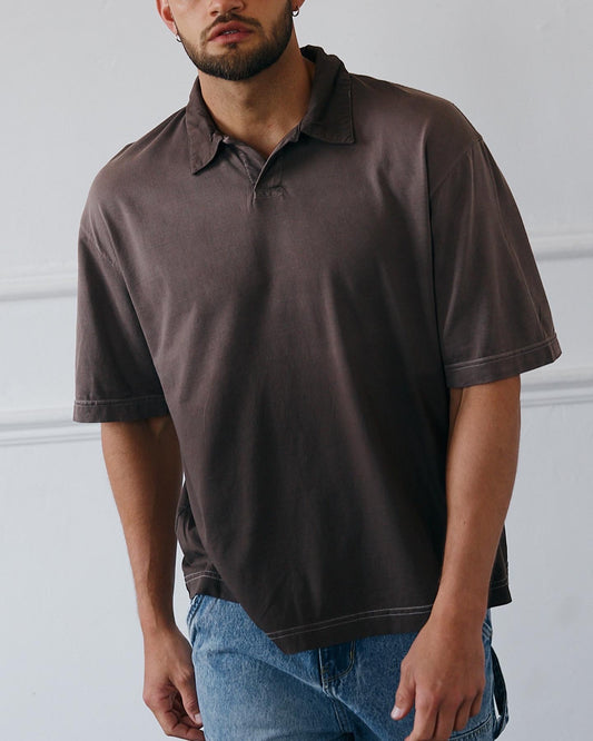 Boxy Fit Polo Shirt - Marrón