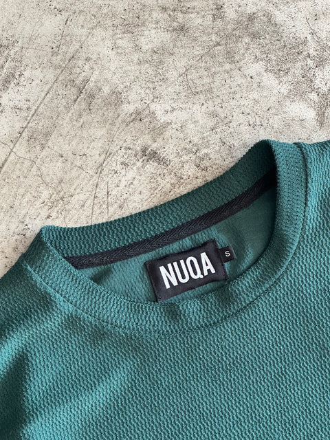 Long Sleeve Cropped Textured Sweater - Verde