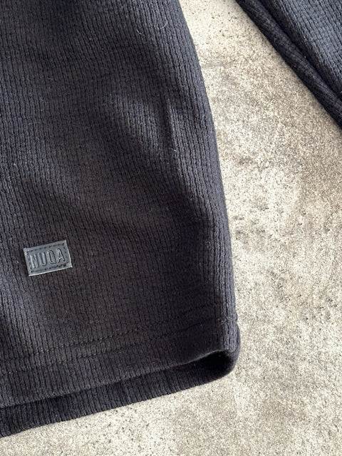 Long Sleeve Cropped Textured Sweater - Negro