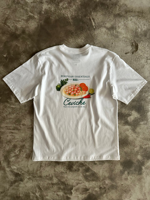 Peruvian Essentials - Ceviche Semi Boxy Tee - Blanco