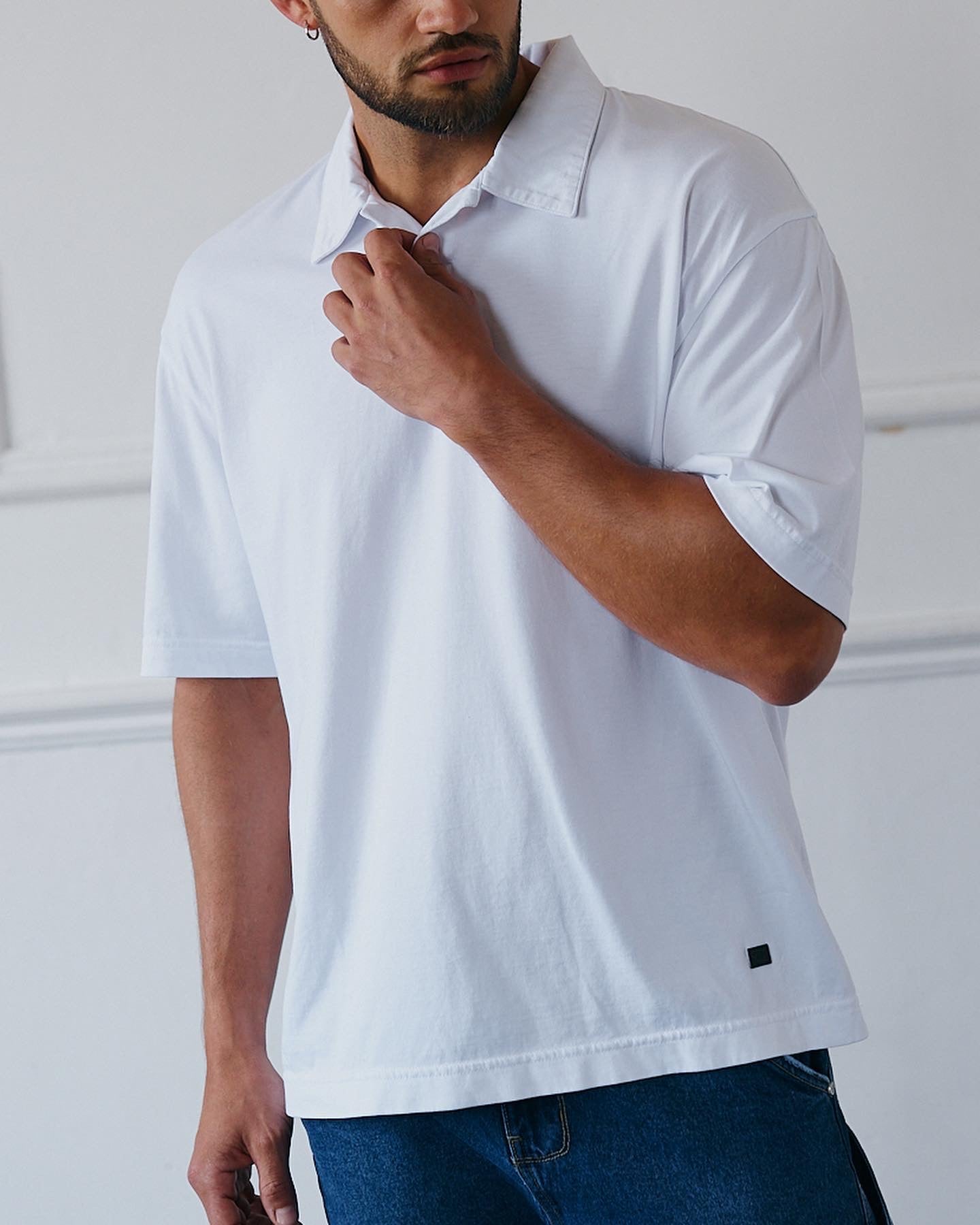 Boxy Fit Polo Shirt - Blanco
