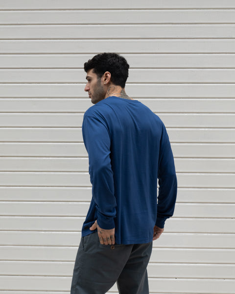 Premium Pima Long Sleeve Tee - Mykonos Blue