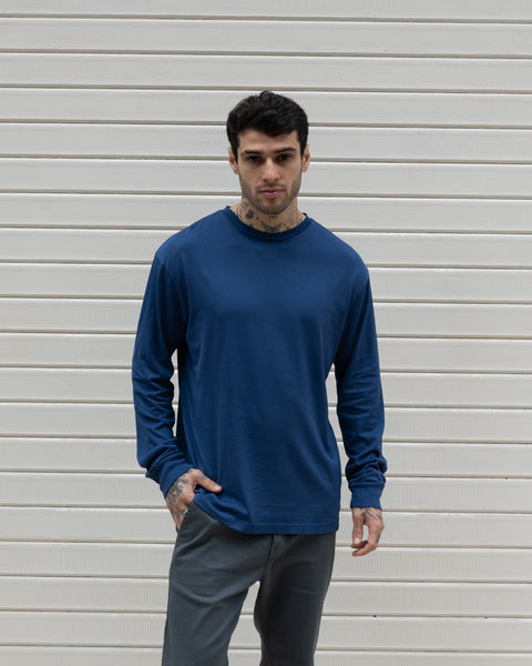 Premium Pima Long Sleeve Tee - Mykonos Blue