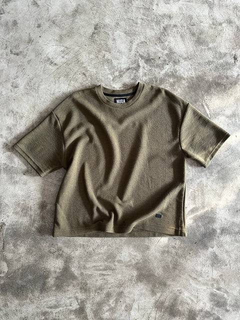 Cropped Textured Tee - Olivo