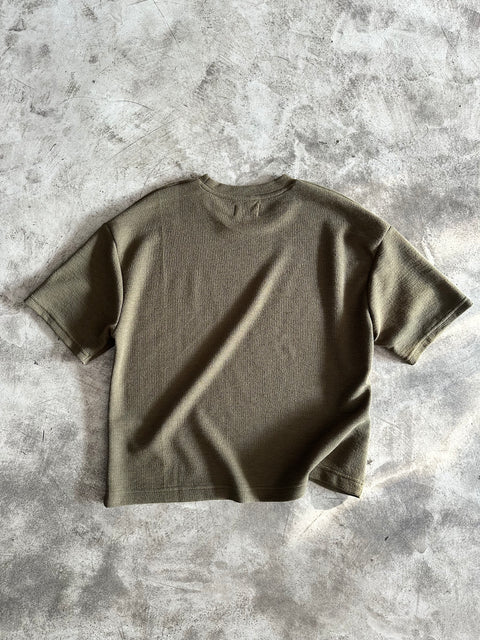 Cropped Textured Tee - Olivo