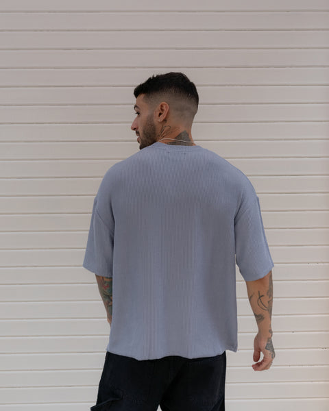 Cropped Textured Tee - Steel