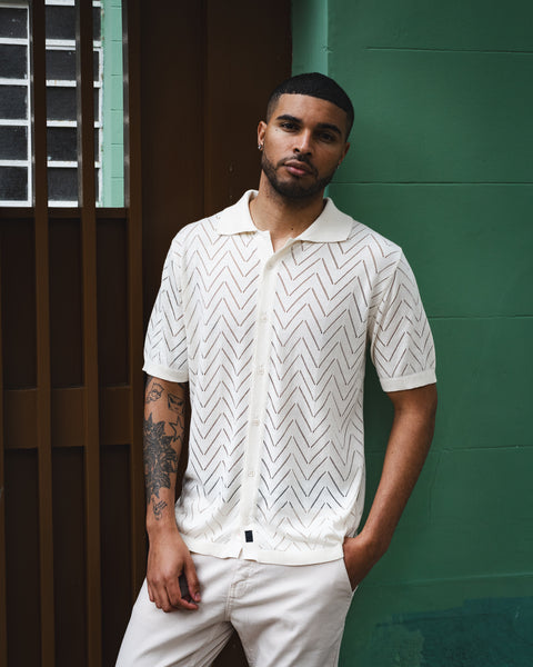 V Knitted Shirt - Buttercream