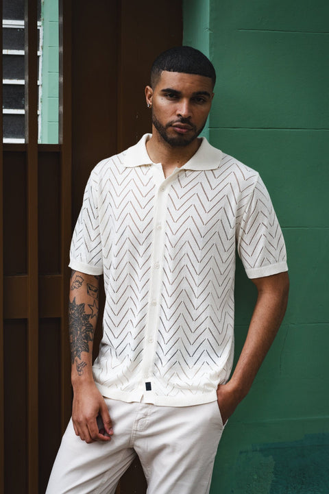 V Knitted Shirt - Buttercream