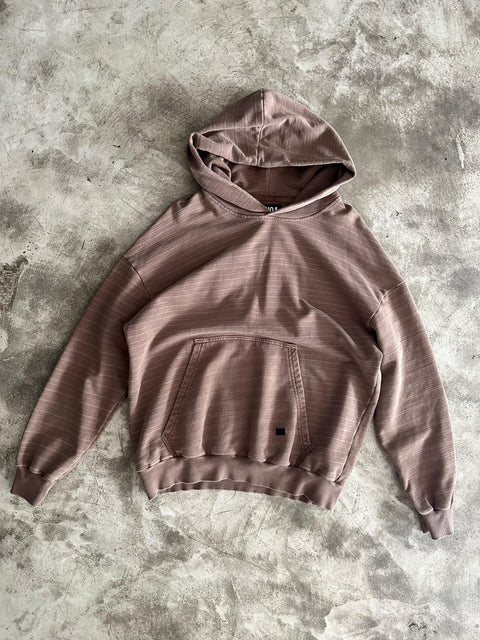 Striped Washed Hoodie - Mocca