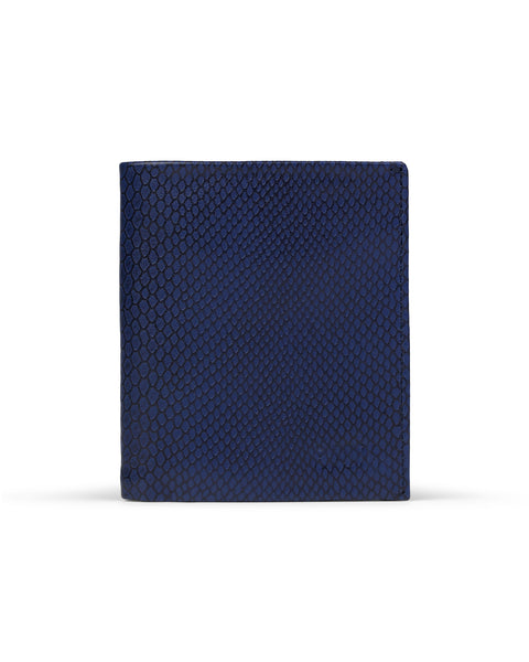 Slim Leather Wallet - Azul Escamas/Rojo