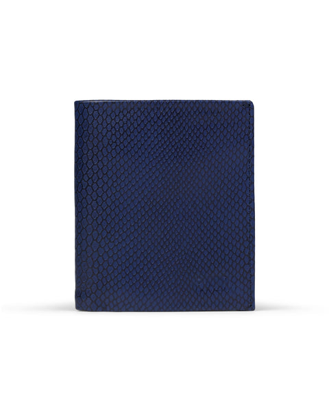 Slim Leather Wallet - Azul Escamas/Negro