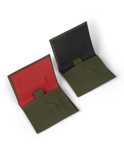 Slim Leather Wallet - Olivo/Negro