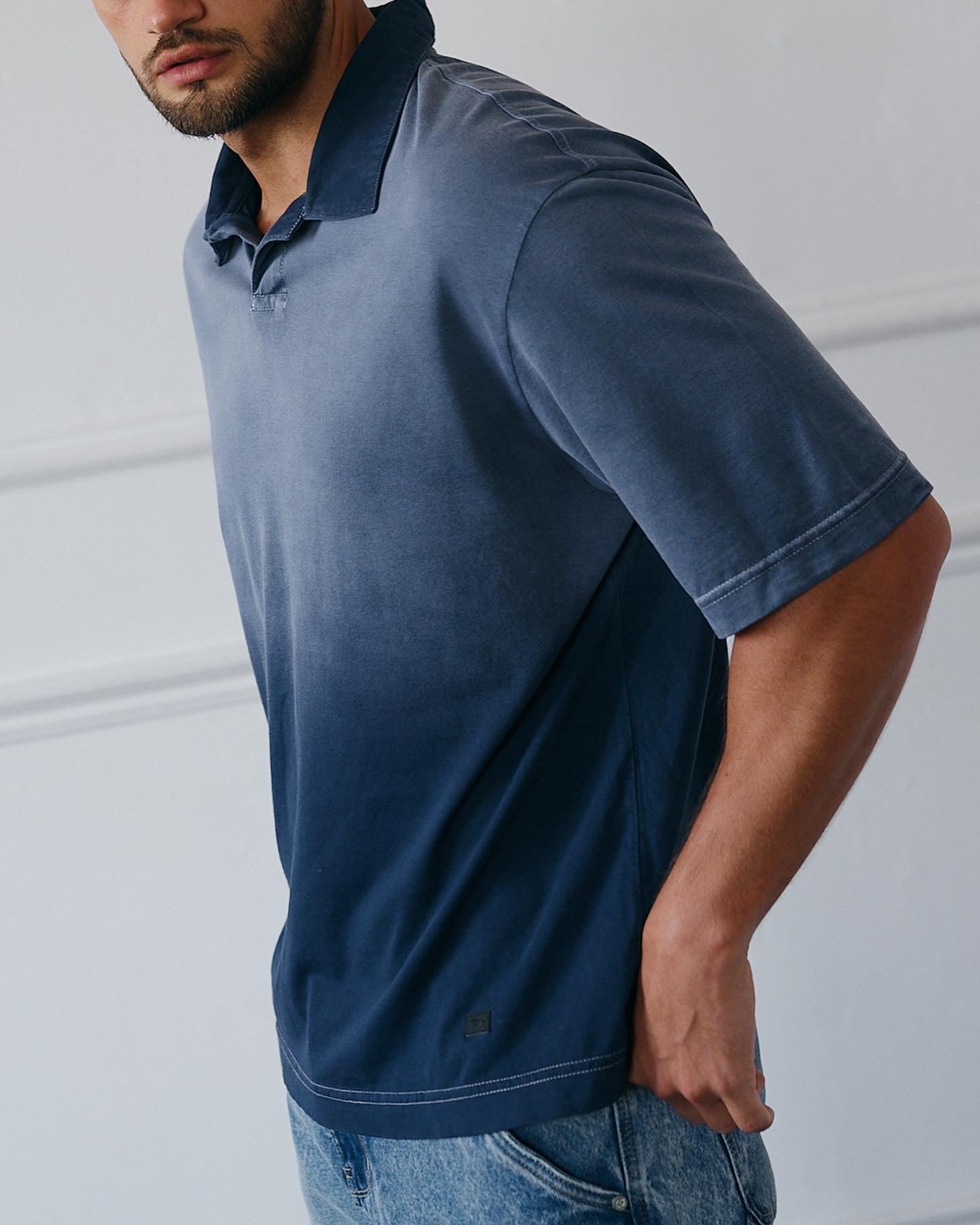 Boxy Fit Polo Shirt - Azul