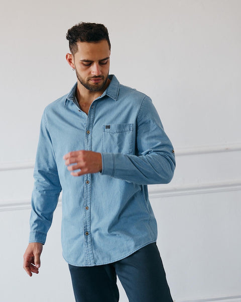 Casual Denim Shirt - Celeste