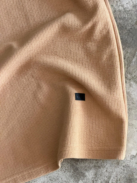 Cropped Textured Tee - Camel