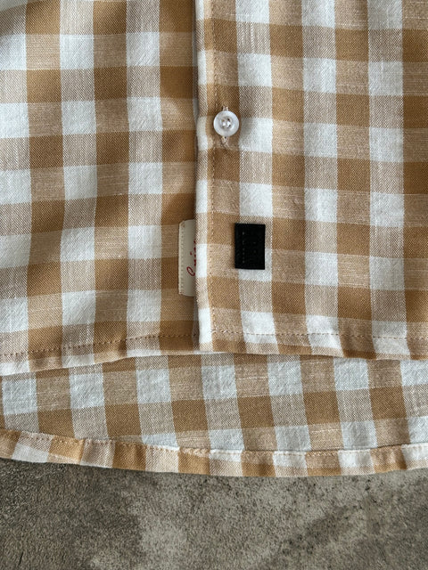 Check Linen Shirt - Beige