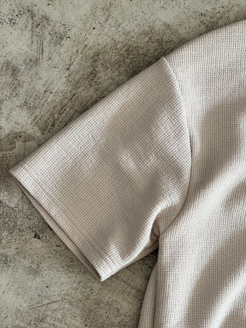 Cropped Textured Tee - Beige