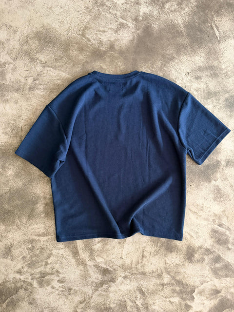 Cropped Textured Tee - Acero