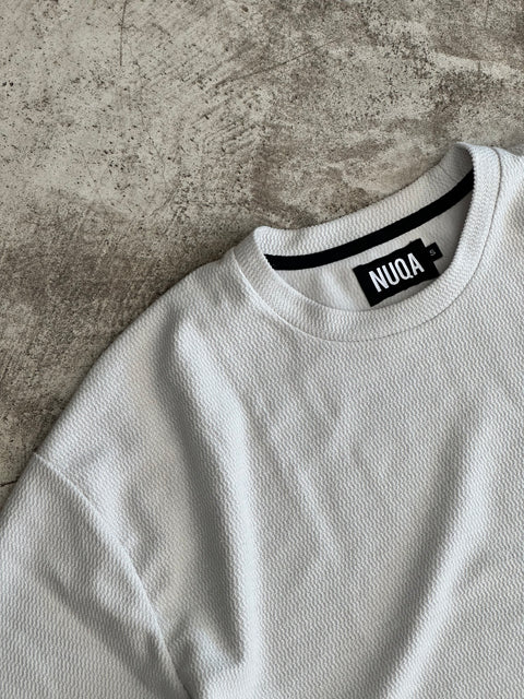 Cropped Textured Tee - Gris