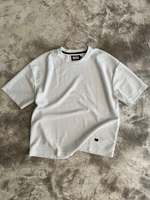 Cropped Textured Tee - Gris