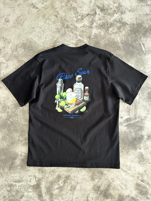 Peruvian Essentials - Pisco Sour Semi Boxy Tee - Negro
