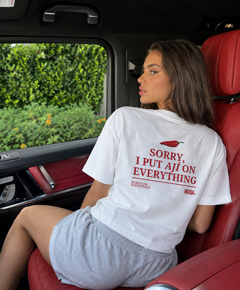 Peruvian Essentials - Quote Tee - Sorry, I Put Ají no Everything - Blanco