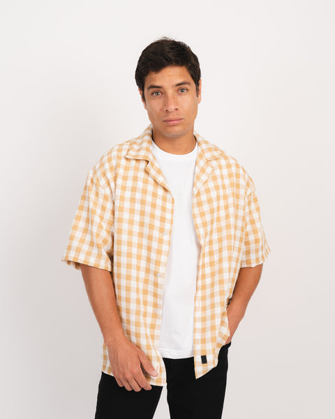 Check Linen Shirt - Beige