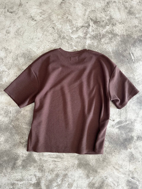 Cropped Textured Tee - Marrón