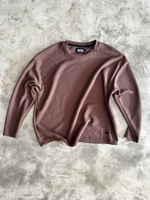 Short Sleeve Cropped Textured Sweater - Marrón