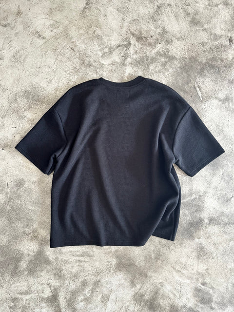 Cropped Textured Tee - Negro