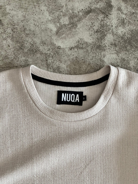 Cropped Textured Tee - Beige