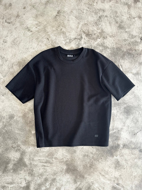 Cropped Textured Tee - Negro