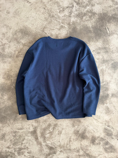 Long Sleeve Cropped Textured Sweater - Acero