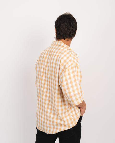 Check Linen Shirt - Beige