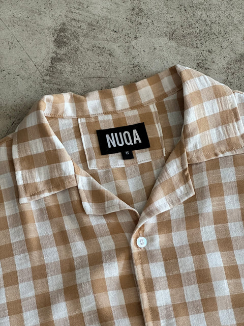 Check Linen Shirt - Beige