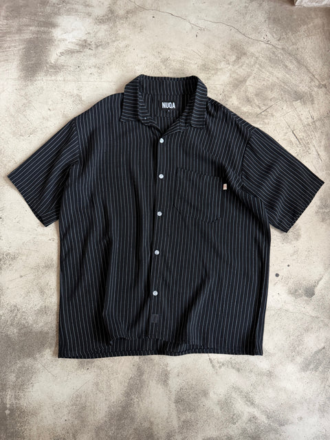 Striped Linen Shirt - Negro