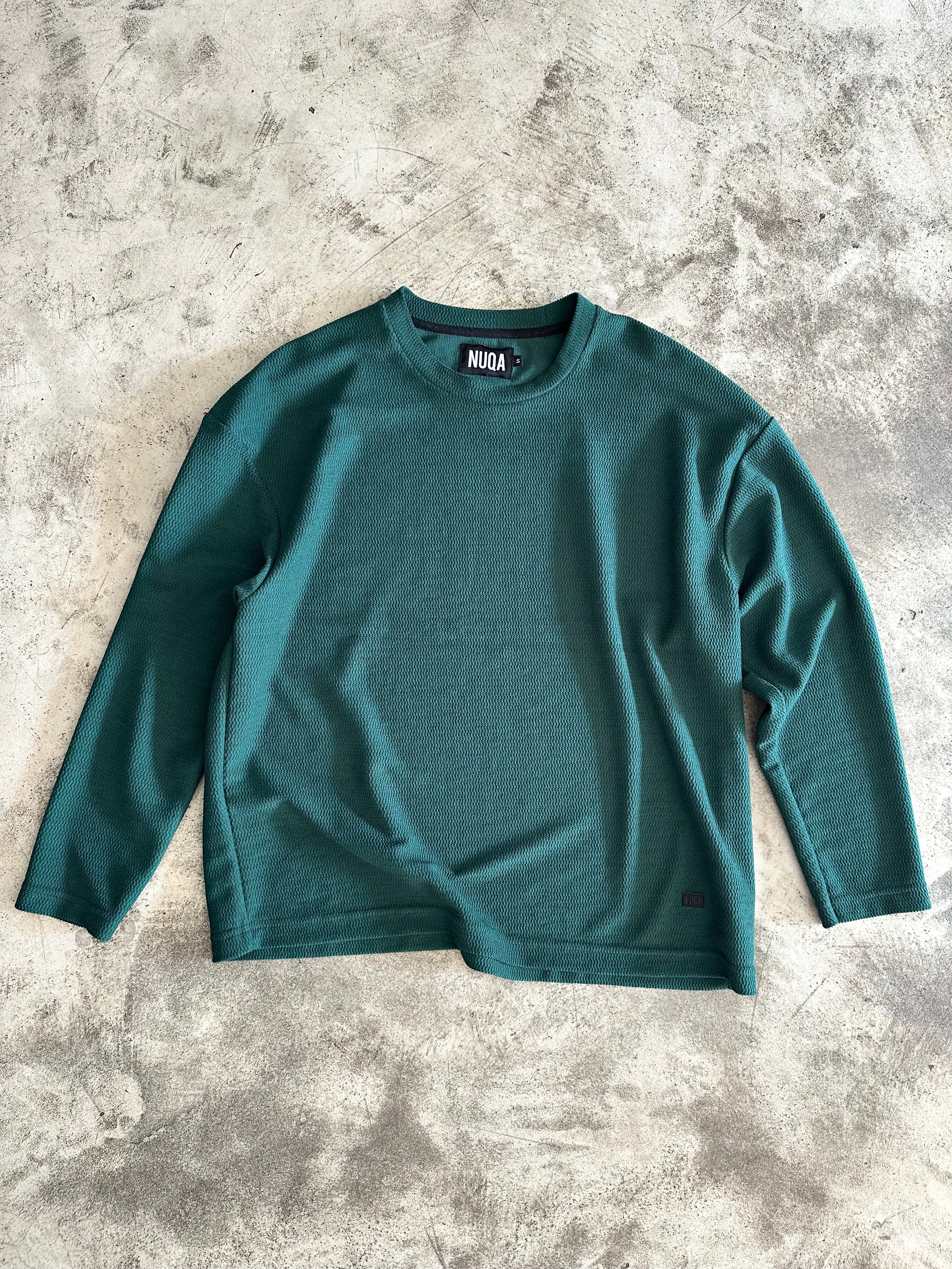Long Sleeve Cropped Textured Sweater - Verde – Nuqa