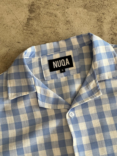 Check Linen Shirt - Celeste