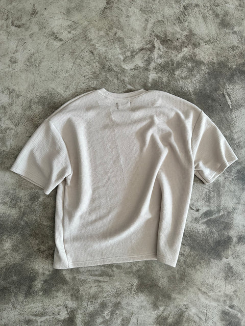 Cropped Textured Tee - Beige
