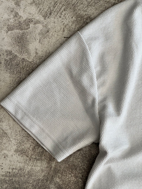 Cropped Textured Tee - Gris