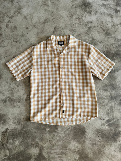 Check Linen Shirt - Beige
