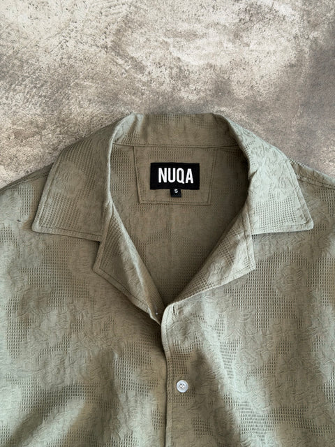 Embossed Cotton Shirt - Olive