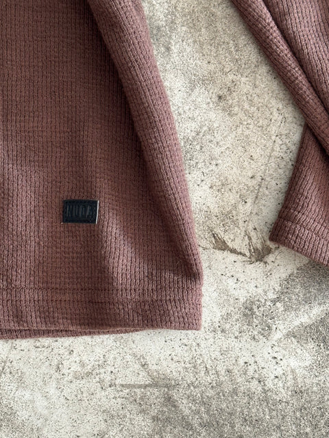 Short Sleeve Cropped Textured Sweater - Marrón