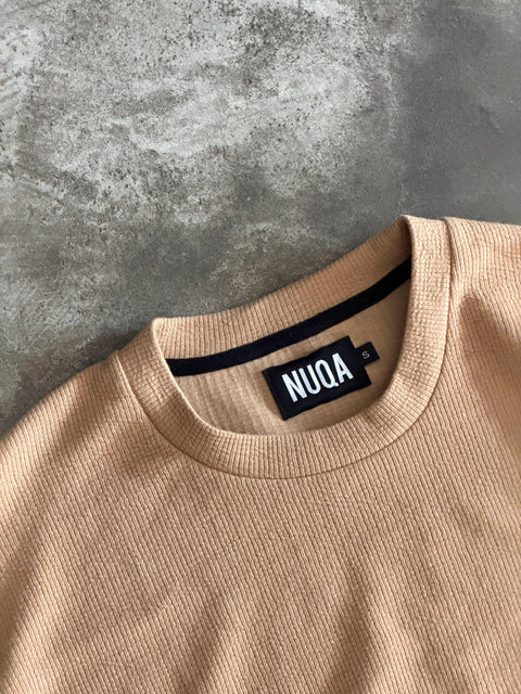 Cropped Textured Tee - Camel