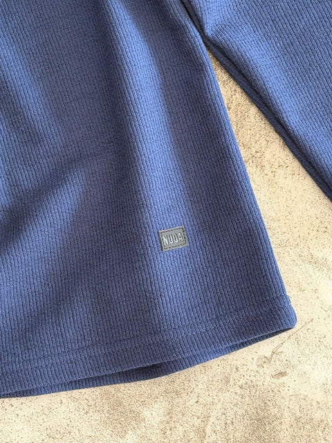 Long Sleeve Cropped Textured Sweater - Acero