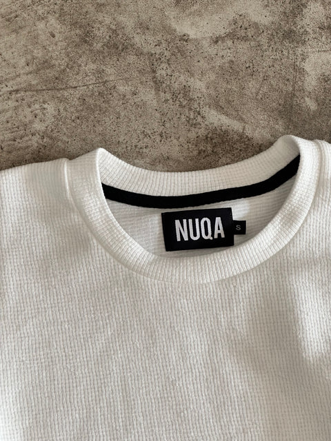 Cropped Textured Tee - Blanco