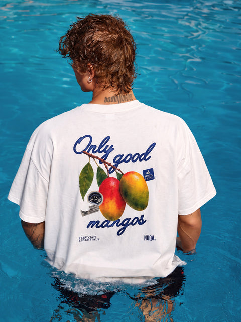 Peruvian Essentials - Mango Semi Boxy Tee - Blanco