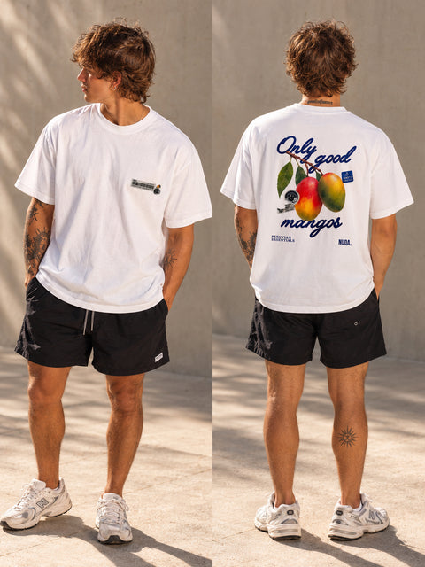 Peruvian Essentials - Mango Semi Boxy Tee - Blanco