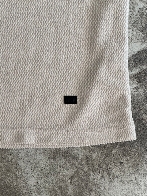 Cropped Textured Tee - Beige