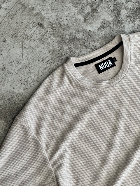 Cropped Textured Tee - Beige